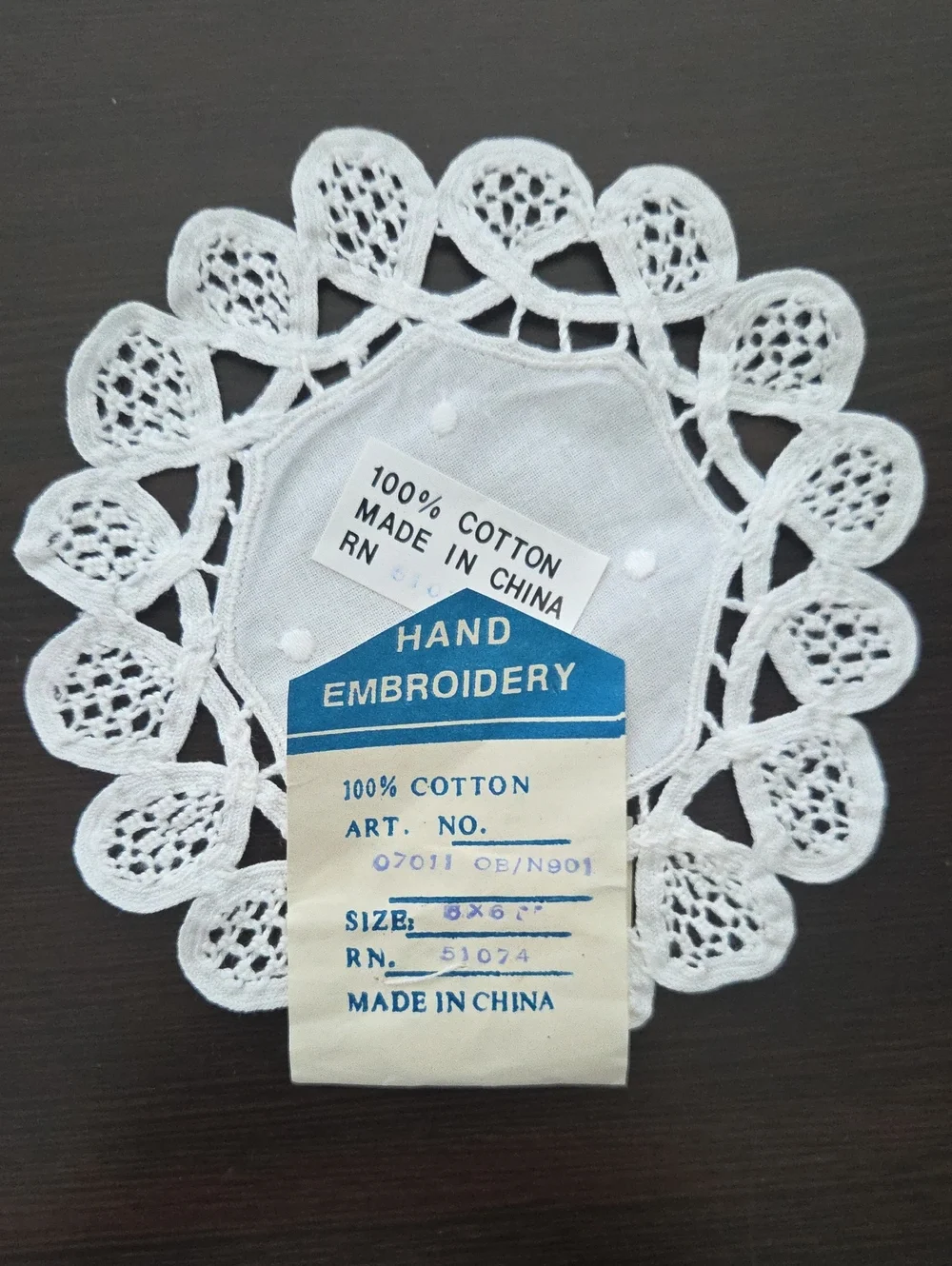 Handmade White Cotton Lace Doilies - Set of 6
